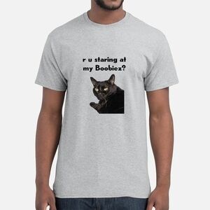 Custom Gray Cat Graphic T-Shirt
